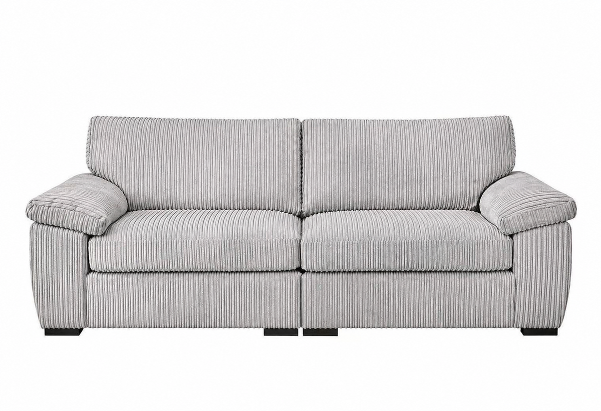 Amalfi Split Sectional Sofa 3 Seater in Silver jumbo cord