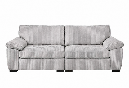 Amalfi Split Sectional Sofa 3 Seater in Silver jumbo cord