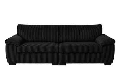 Amalfi Split Sectional Sofa 3 Seater in Black jumbo cord
