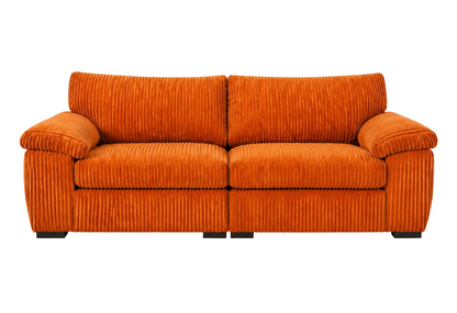 Amalfi Split Sectional Sofa 3 Seater in Orange jumbo cord