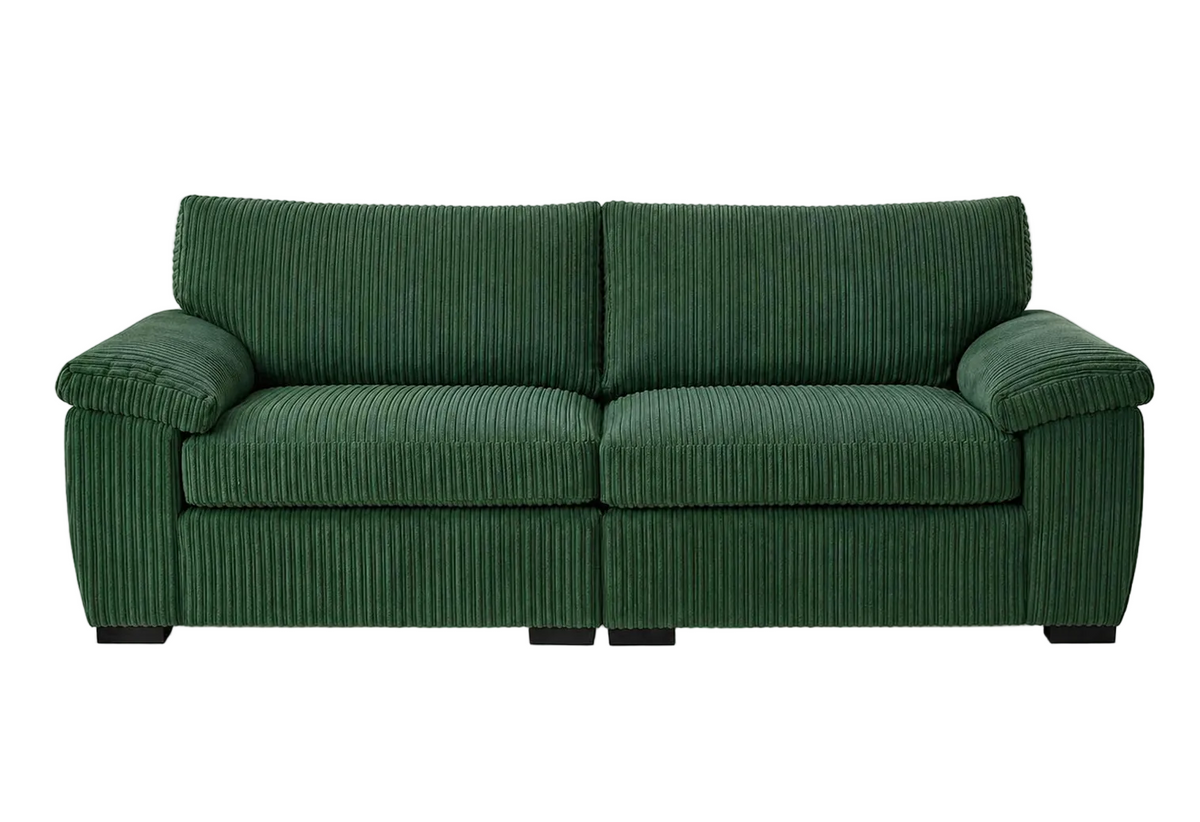 Amalfi Split Sectional Sofa 3 Seater in Green jumbo cord