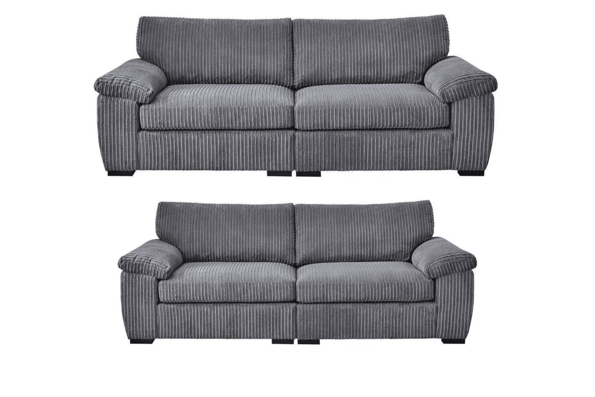 Amalfi Split Sectional Sofa Set 3+2 Seater Set in Grey jumbo cord