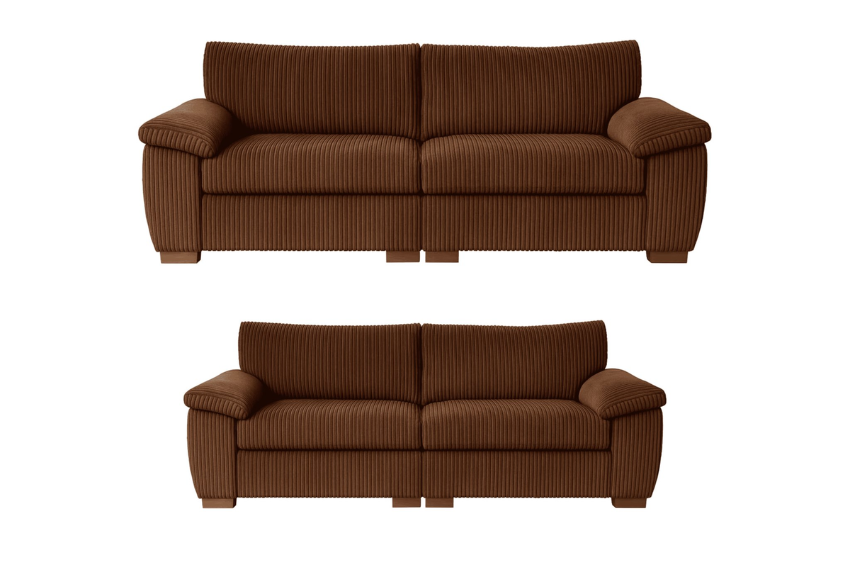 Amalfi Split Sectional Sofa Set 3+2 Seater Set in Brown jumbo cord