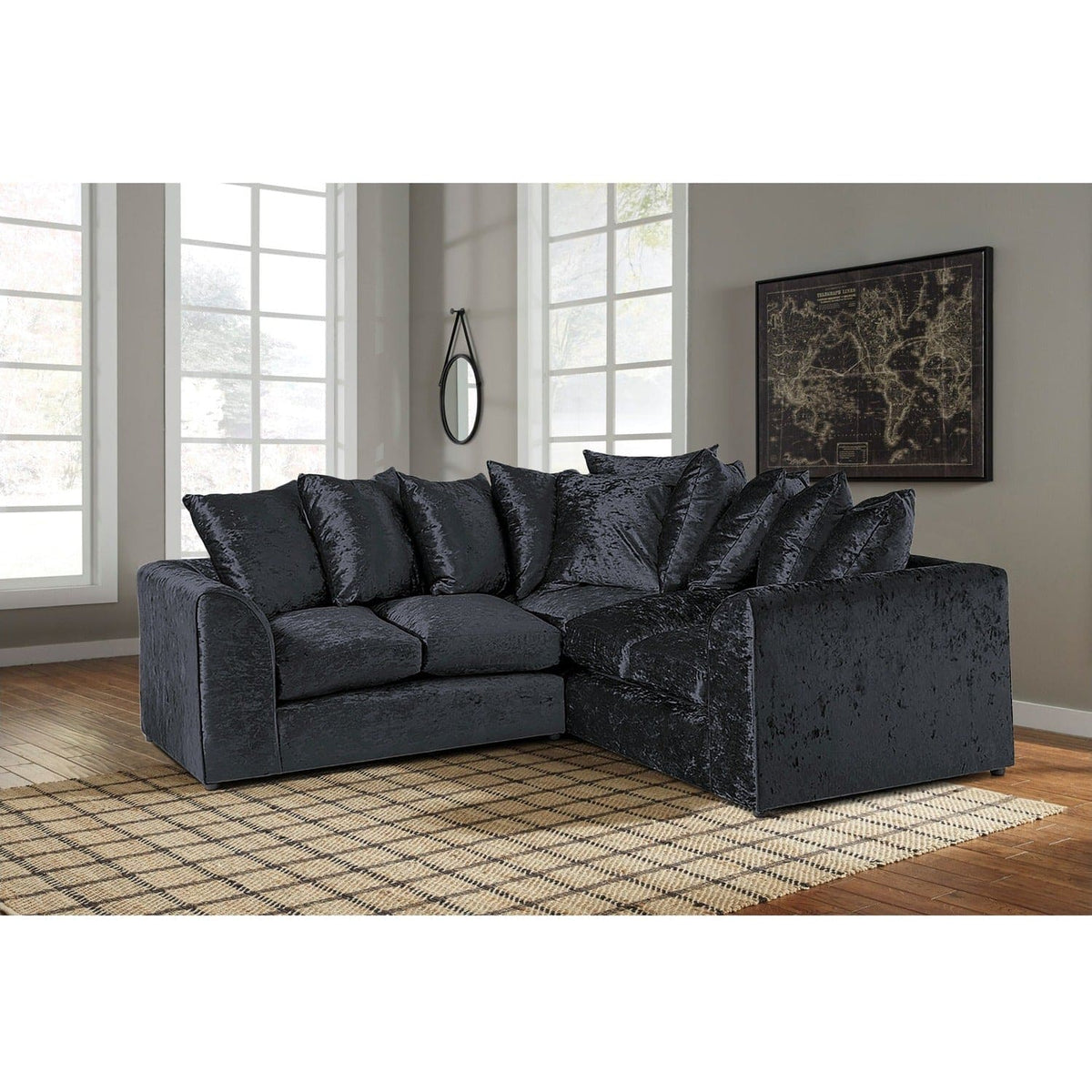 Crushed Velvet Corner Sofa 5 Seater – room view 2