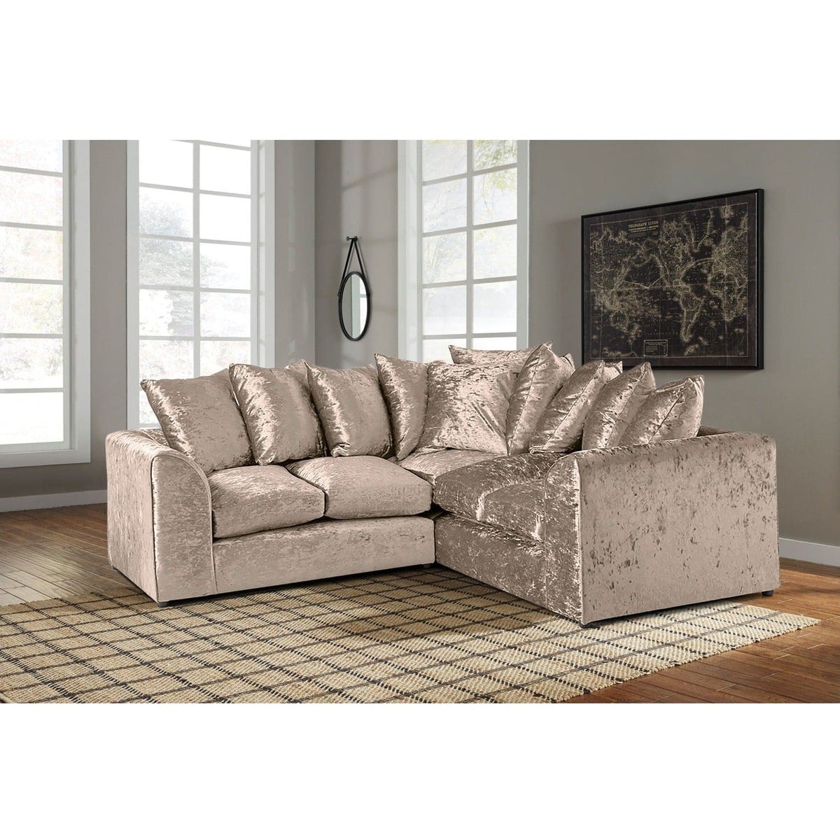 Crushed Velvet Corner Sofa 5 Seater – room view 3