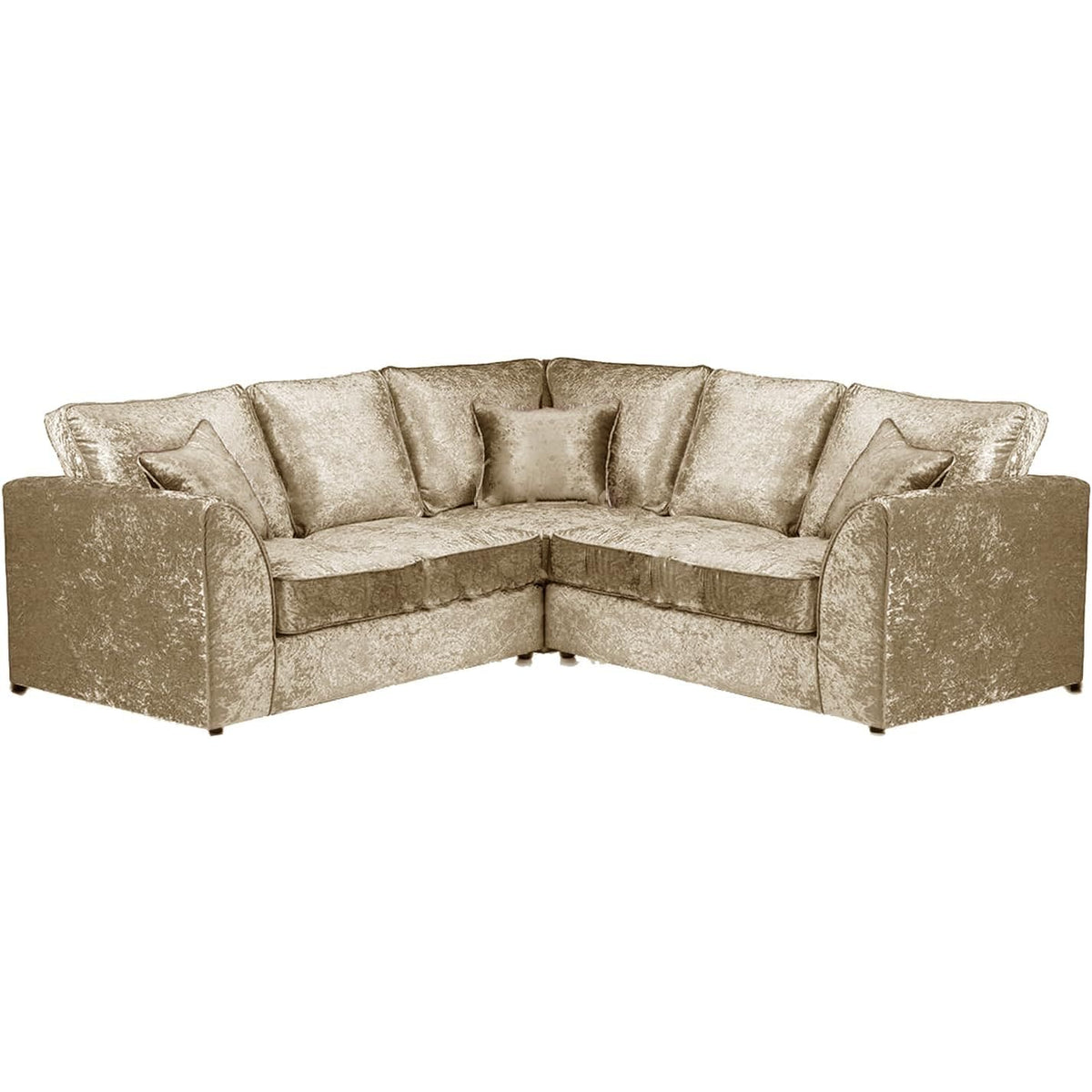Crushed Velvet Corner Sofa 5 Seater in Mink crushed velvet, high back
