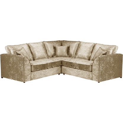Crushed Velvet Corner Sofa 5 Seater in Mink crushed velvet, high back