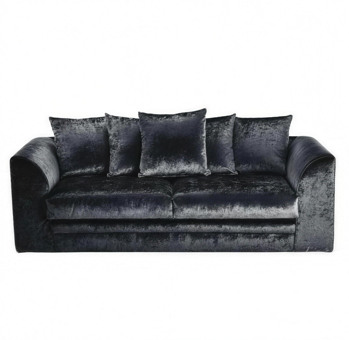 Crushed Velvet Sofa 3 Seater in Black crushed velvet