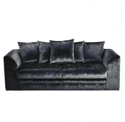 Crushed Velvet Sofa 3 Seater in Black crushed velvet