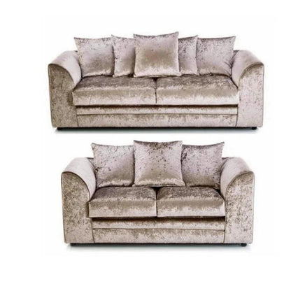 Crushed Velvet Sofa Set 3+2 Seater in Mink crushed velvet