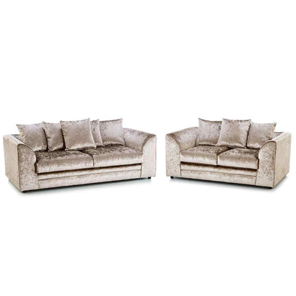 Crushed Velvet Sofa Set 3+2 Seater in Mink crushed velvet – room view