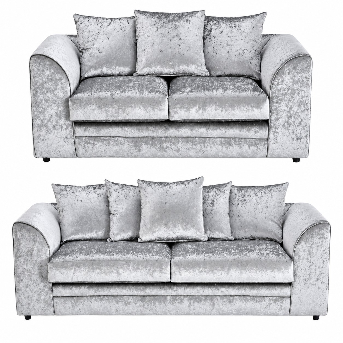 Crushed Velvet Sofa Set 3+2 Seater in Silver crushed velvet