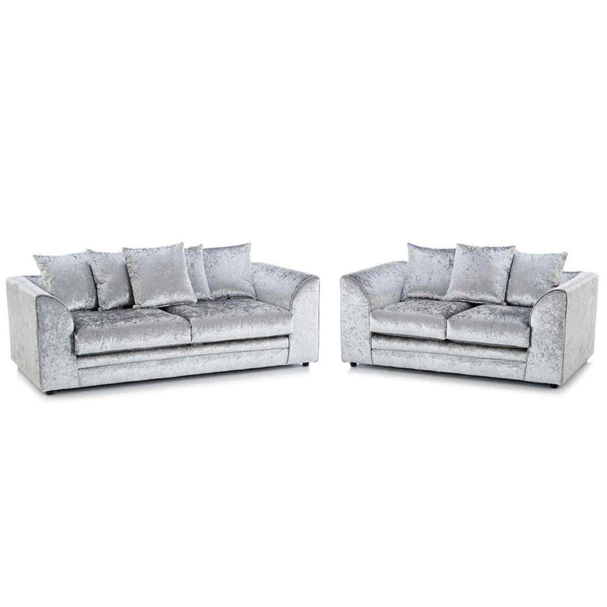 Crushed Velvet Sofa Set 3+2 Seater in Silver crushed velvet – room view