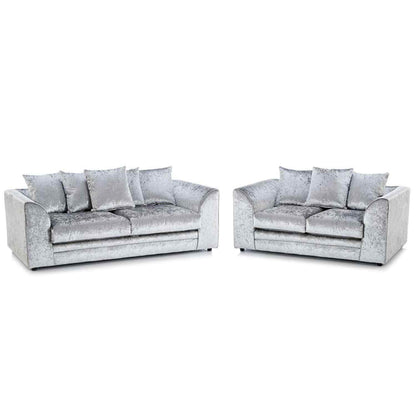Crushed Velvet Sofa Set 3+2 Seater in Silver crushed velvet – room view