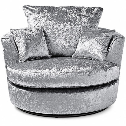 Crushed Velvet Swivel Chair in Silver crushed velvet