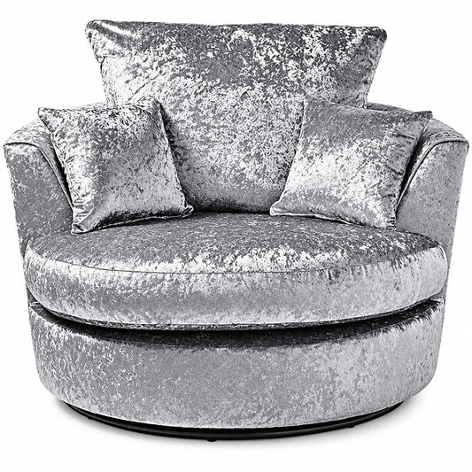Crushed Velvet Swivel Chair in Silver crushed velvet