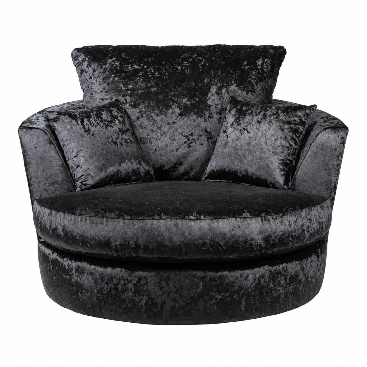 Crushed Velvet Swivel Chair in Black crushed velvet