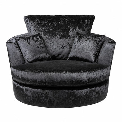 Crushed Velvet Swivel Chair in Black crushed velvet