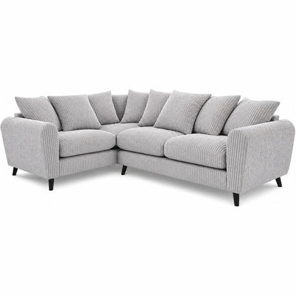 Harlow Jumbo Cord Corner Sofa in Silver – left hand side