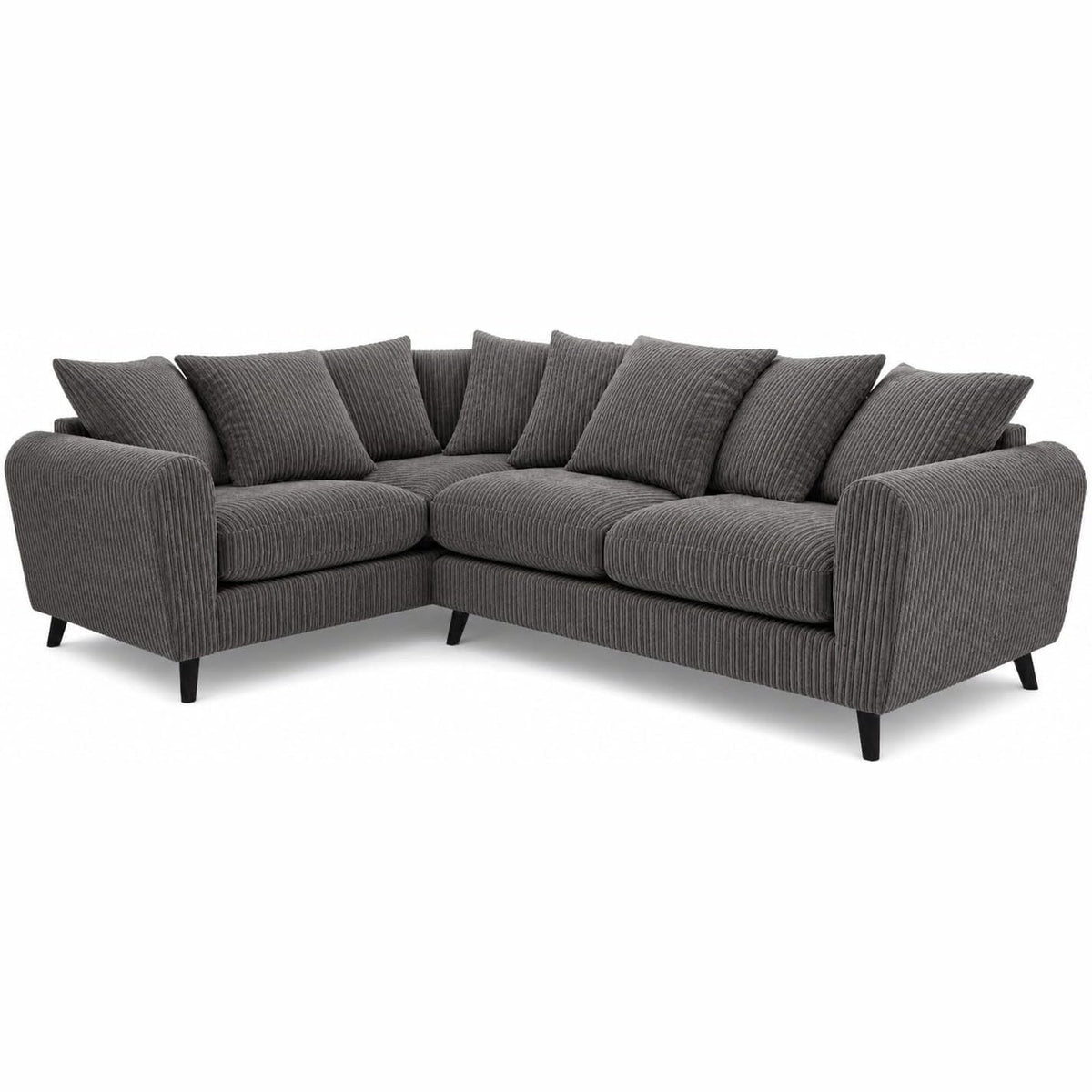Harlow Jumbo Cord Corner Sofa in Grey – left hand side