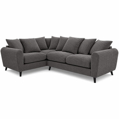 Harlow Jumbo Cord Corner Sofa in Grey – left hand side