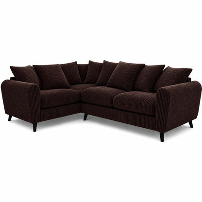 Harlow Jumbo Cord Corner Sofa in Brown – left hand side