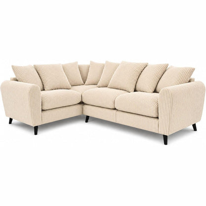 Harlow Jumbo Cord Corner Sofa in Cream – left hand side