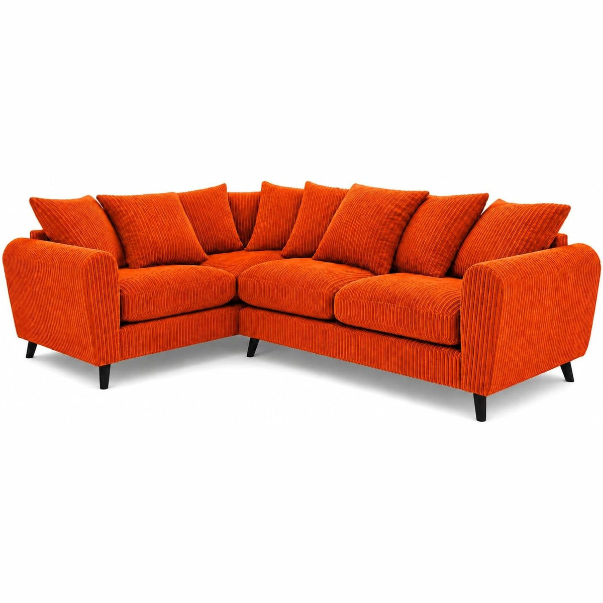 Harlow Jumbo Cord Corner Sofa in Orange – left hand side