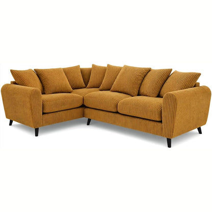 Harlow Jumbo Cord Corner Sofa in Mustard – left hand side