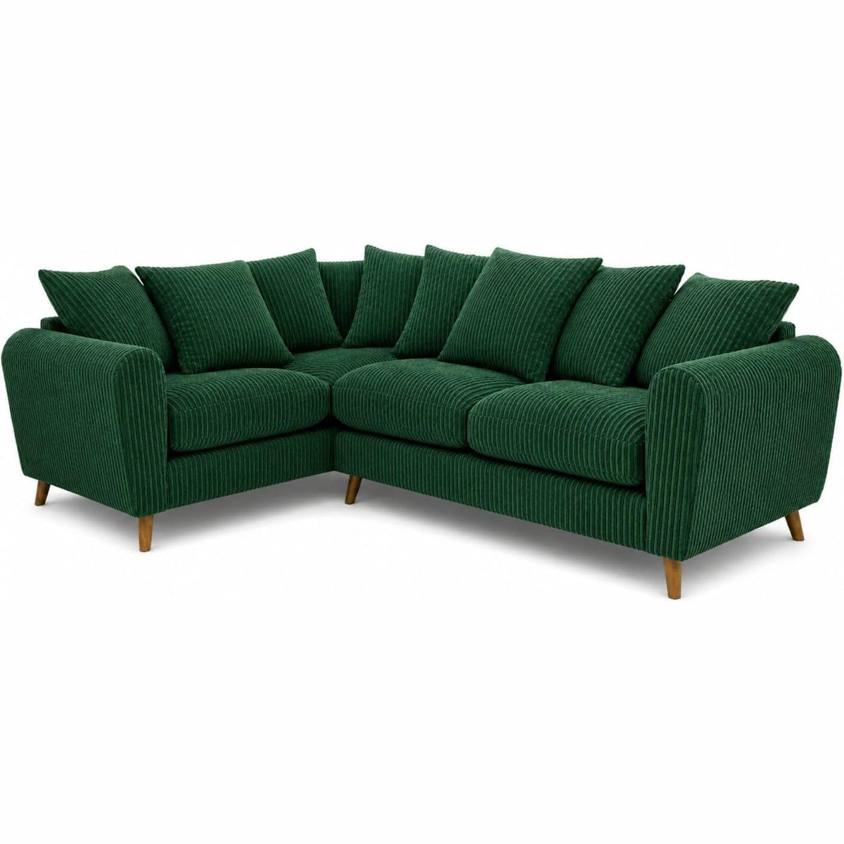 Harlow Jumbo Cord Corner Sofa in Green – left hand side