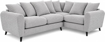 Harlow Jumbo Cord Corner Sofa in Silver – right hand side