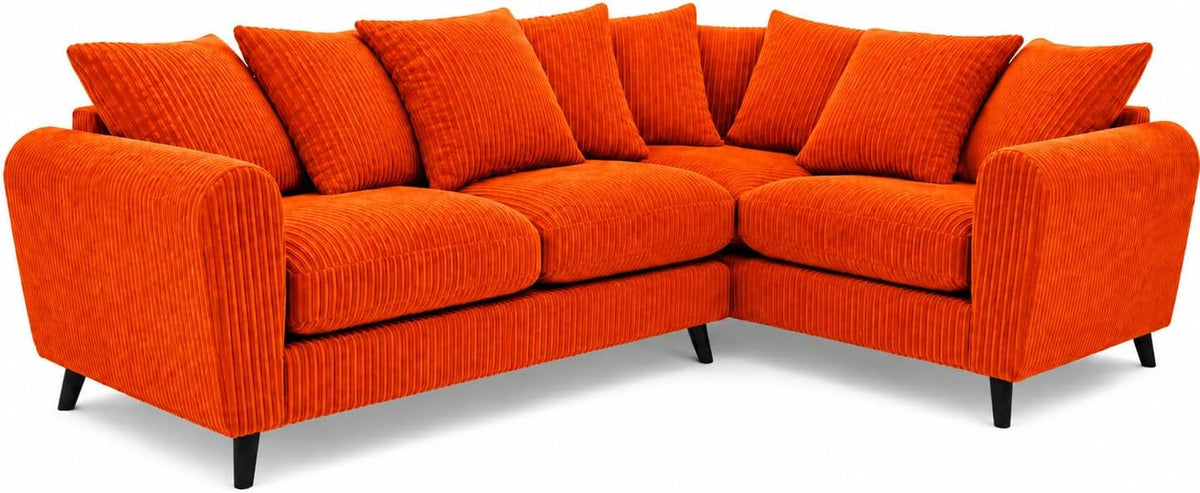 Harlow Jumbo Cord Corner Sofa in Orange – right hand side
