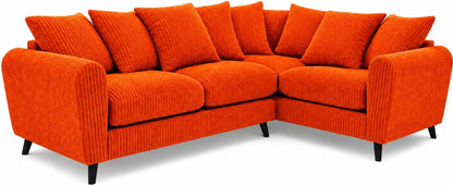 Harlow Jumbo Cord Corner Sofa in Orange – right hand side