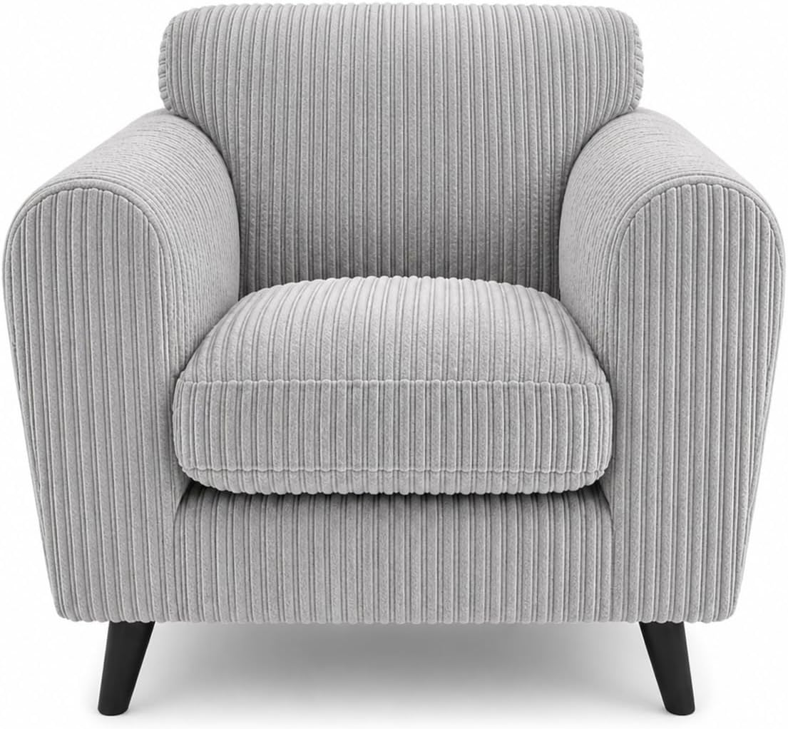 Harlow Jumbo Cord Cuddle Chair in Silver jumbo cord