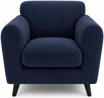 Harlow Jumbo Cord Cuddle Chair in Blue jumbo cord