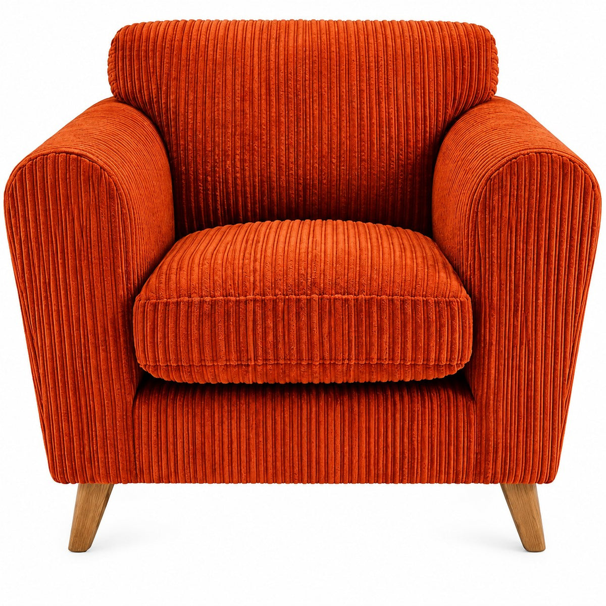 Harlow Jumbo Cord Cuddle Chair in Orange jumbo cord