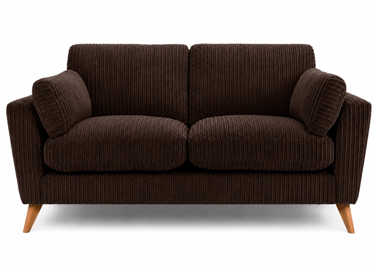 Harlow Jumbo Cord High Back Sofa 2 Seater in Brown jumbo cord