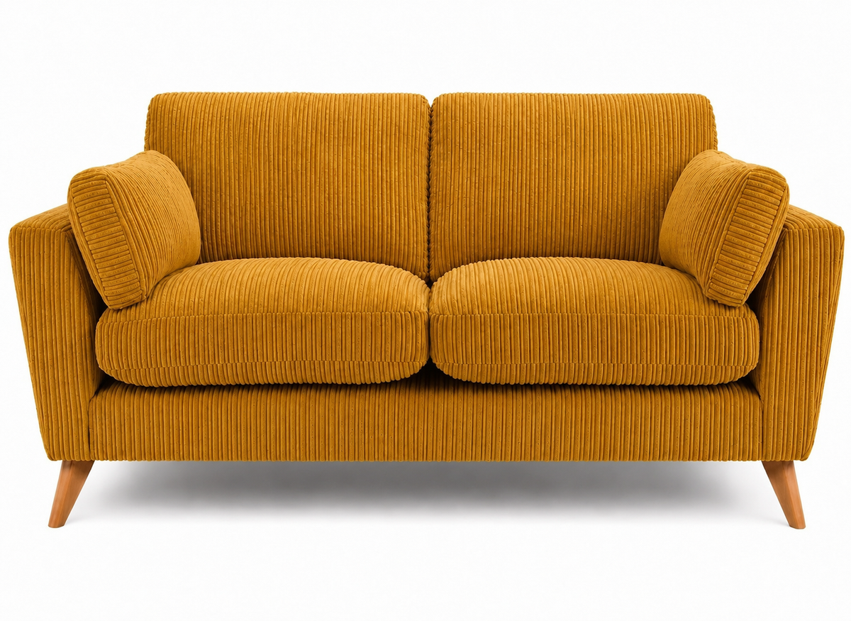 Harlow Jumbo Cord High Back Sofa 2 Seater in Mustard jumbo cord