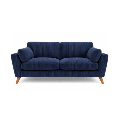 Harlow Jumbo Cord High Back Sofa 3 Seater in Blue jumbo cord