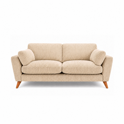 Harlow Jumbo Cord High Back Sofa 3 Seater in Cream jumbo cord