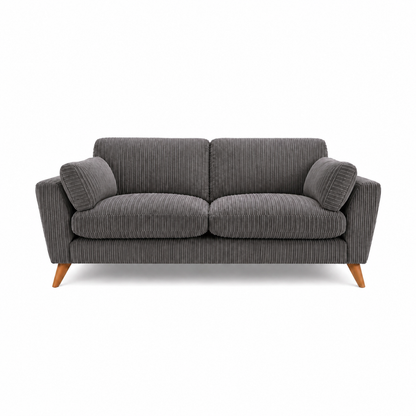 Harlow Jumbo Cord High Back Sofa 3 Seater in Grey jumbo cord