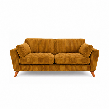 Harlow Jumbo Cord High Back Sofa 3 Seater in Mustard jumbo cord
