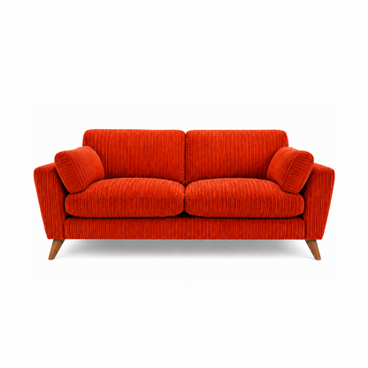 Harlow Jumbo Cord High Back Sofa 3 Seater in Orange jumbo cord