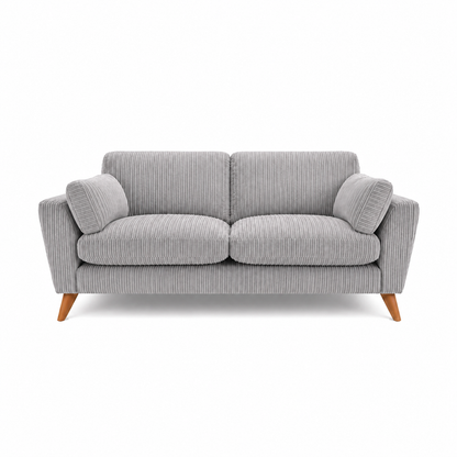 Harlow Jumbo Cord High Back Sofa 3 Seater in Silver jumbo cord