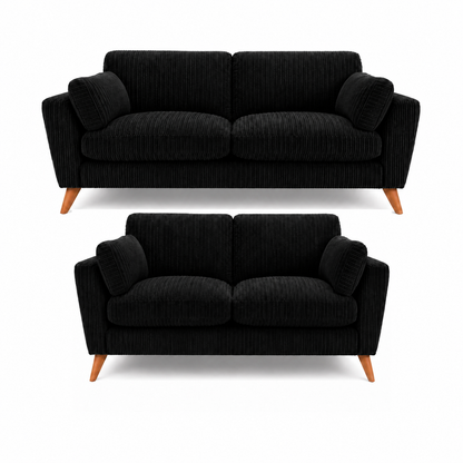 Harlow Jumbo Cord High Back Sofa 3 Seater in Black jumbo cord