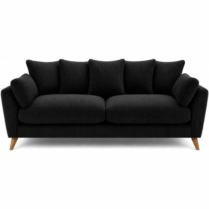 Harlow Jumbo Cord Sofa 3 Seater in Black jumbo cord