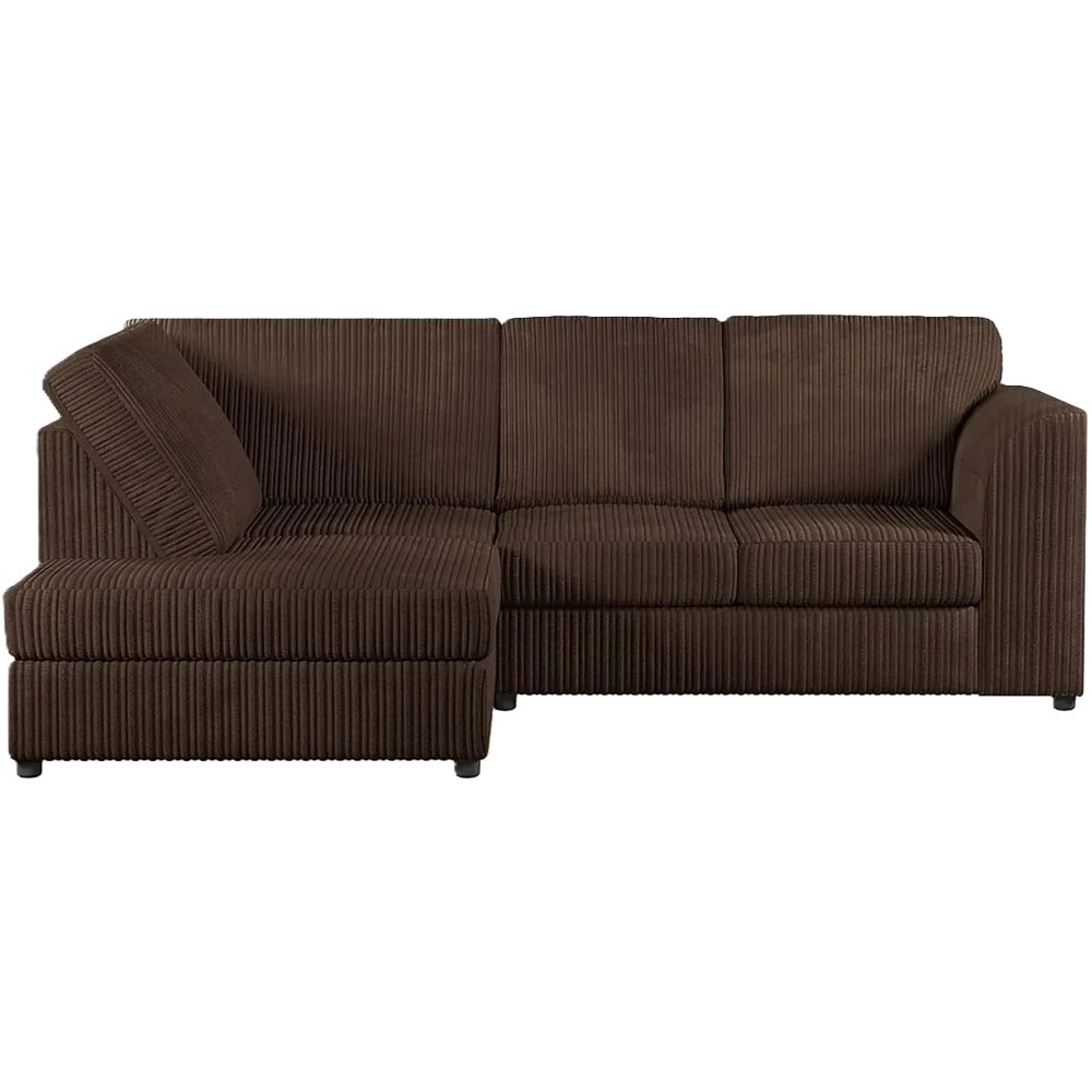 Jumbo Cord High Back Corner Sofa in Brown – left hand side