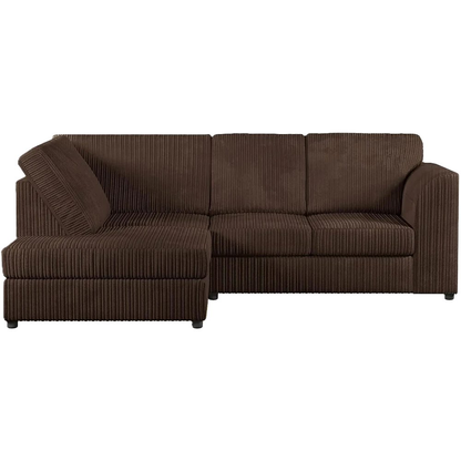 Jumbo Cord High Back Corner Sofa in Brown – left hand side
