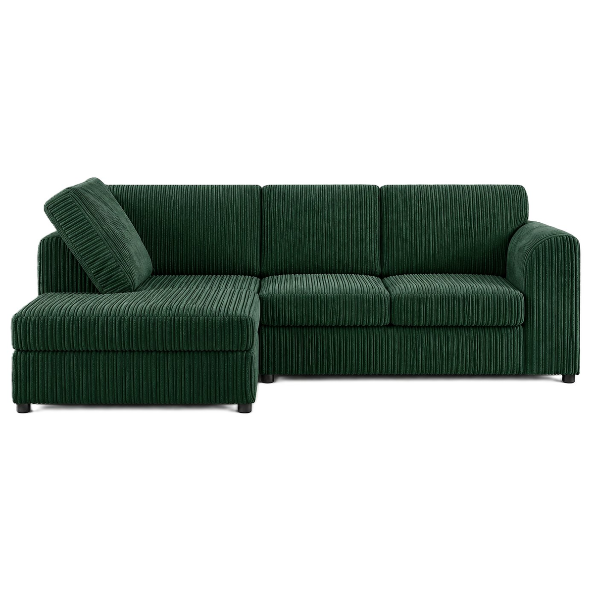 Jumbo Cord High Back Corner Sofa in Green – left hand side