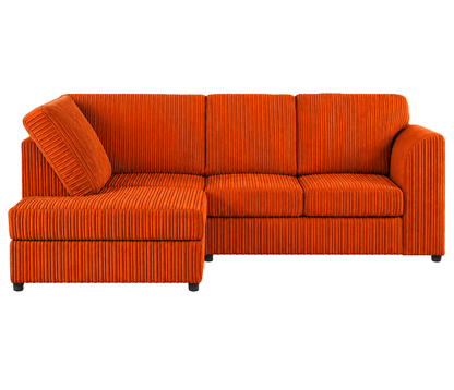 Jumbo Cord High Back Corner Sofa in Orange – left hand side